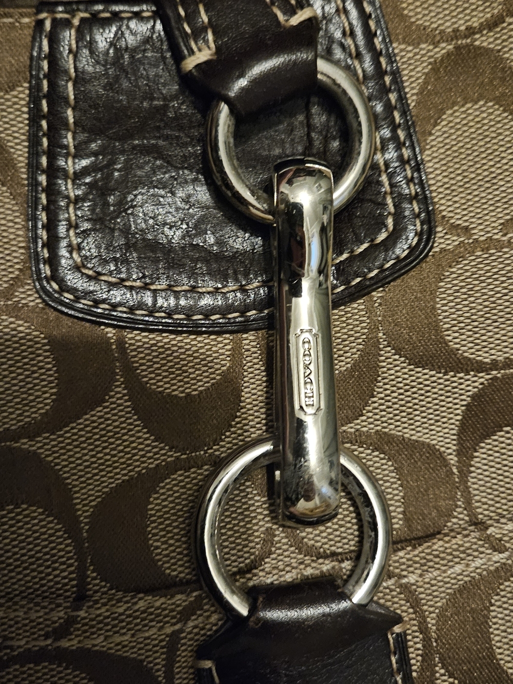 Coach Brown Signature Canvas and Leather Hobo Bag - Picture 3 of 5